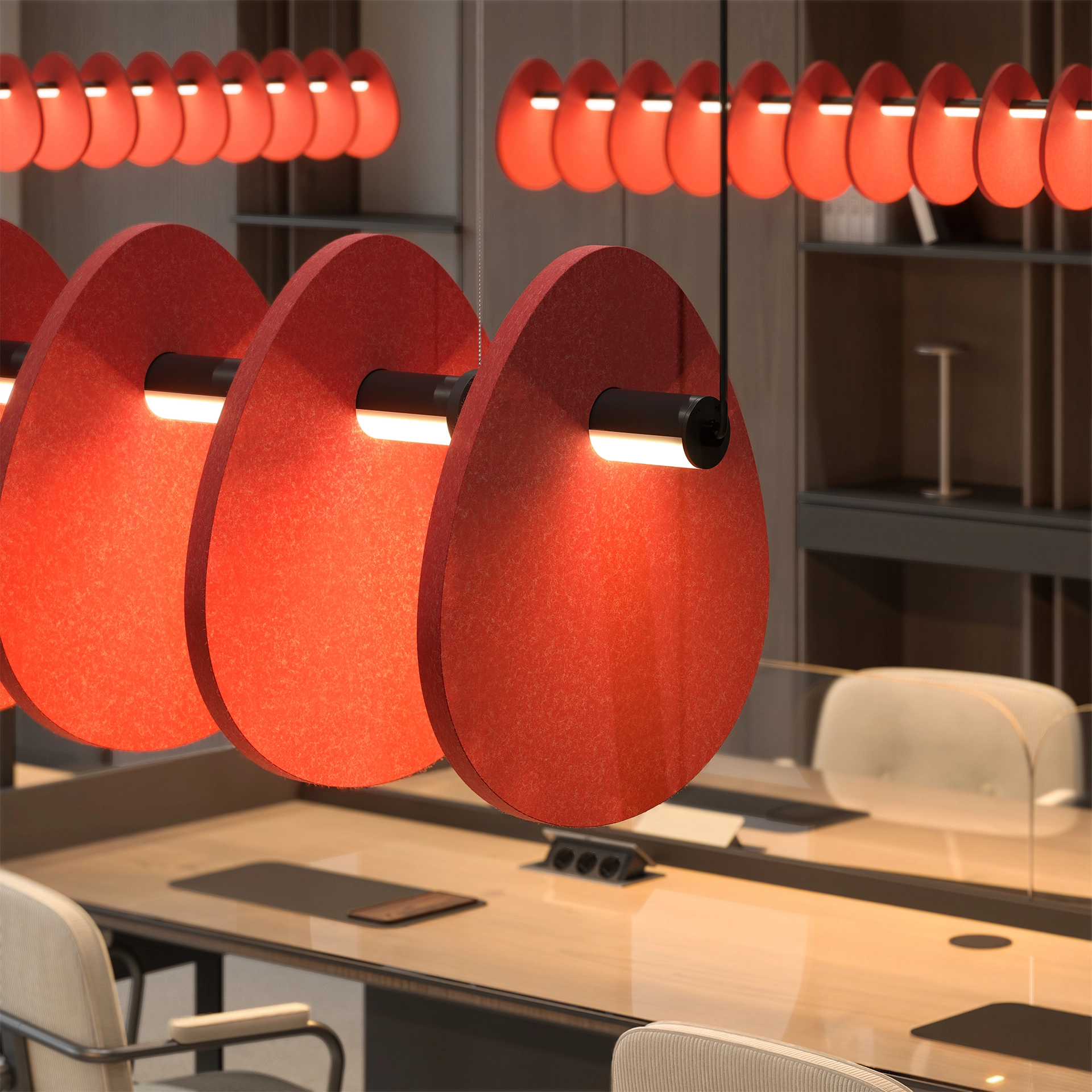 Paneles acústicos con luz integrada